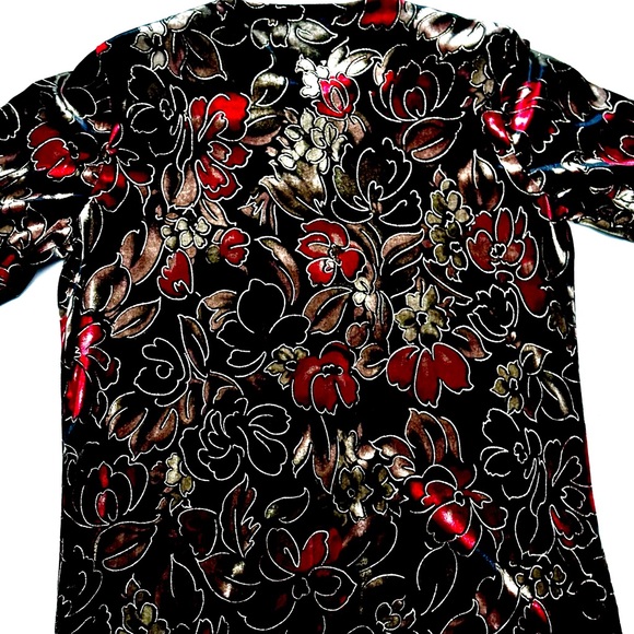 DRAPERS & DAMONS Shirt Velvet Floral Button Down GOLD EMBOSSED GORGEOUS! SMALL - Picture 7 of 7
